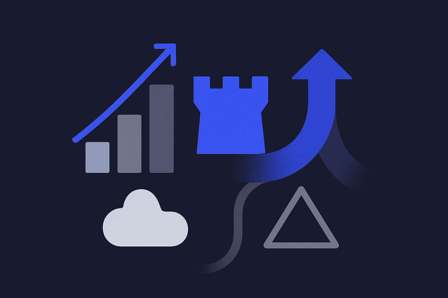 Abstract image symbolizing business growth and stability achieved through strong cybersecurity.